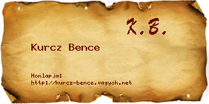 Kurcz Bence névjegykártya